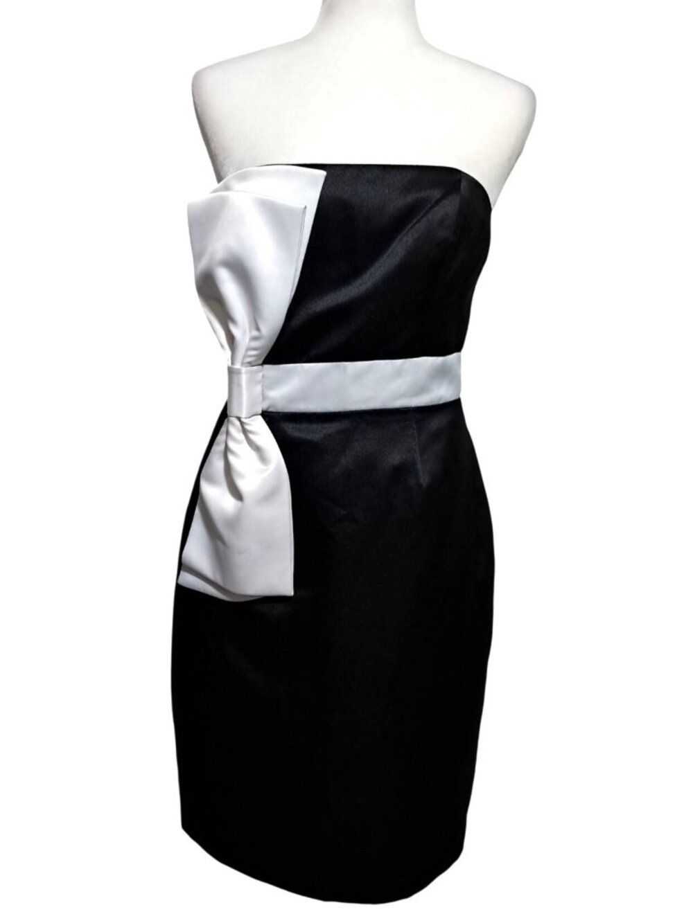 Vtg Betsey Johnson Evening Dress Womens Size 8 Strapless Dress Black & White Ove